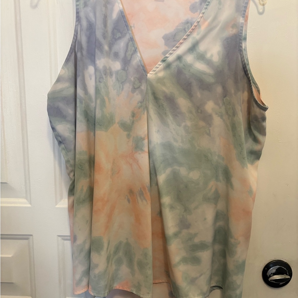 Calvin Klein Pastel Tie-Dye V-Neck Tank Top